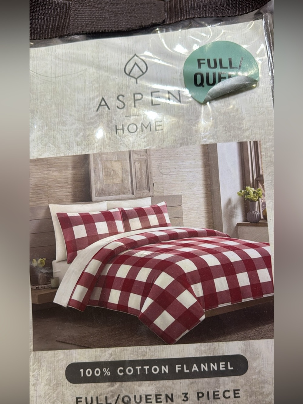 Red Buffalo Check Full/Queen 3-Piece Cotton Flannel Comforter Set